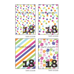 Biglietti auguri 18 ANNI olografico 12pz
