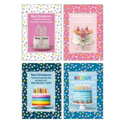 Biglietti auguri COMPLEANNO olografico 12pz