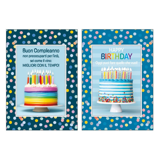 Biglietti auguri COMPLEANNO olografico 12pz