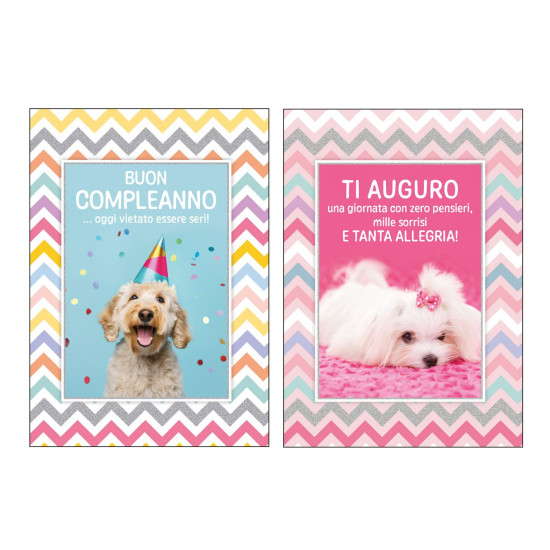 Biglietti auguri COMPLEANNO cucciolotti 12pz Biglietti auguri COMPLEANNO cucciolotti 12pz