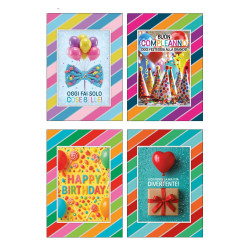 Biglietti auguri COMPLEANNO olografico 12pz