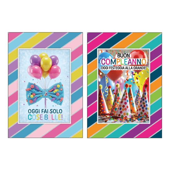 Biglietti auguri COMPLEANNO olografico 12pz Biglietti auguri COMPLEANNO olografico 12pz