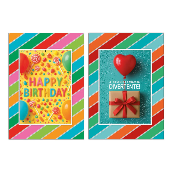 Biglietti auguri COMPLEANNO olografico 12pz Biglietti auguri COMPLEANNO olografico 12pz