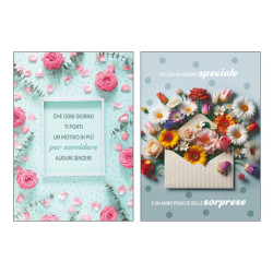 Biglietti auguri COMPLEANNO fiori 12pz