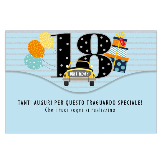 Biglietti auguri portasoldi 18 ANNI 12pz Biglietti auguri portasoldi 18 ANNI 12pz