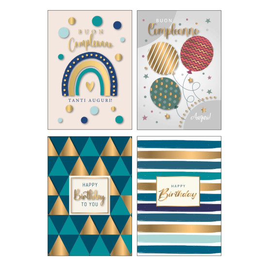 Biglietti auguri COMPLEANNO rame e rilievo 12pz Biglietti auguri COMPLEANNO rame e rilievo 12pz