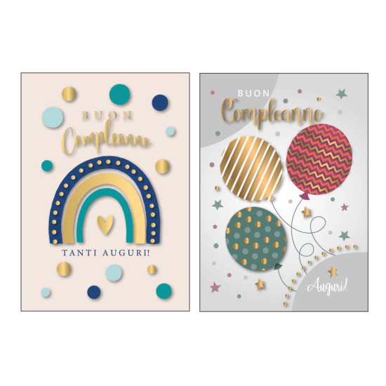 Biglietti auguri COMPLEANNO rame e rilievo 12pz Biglietti auguri COMPLEANNO rame e rilievo 12pz