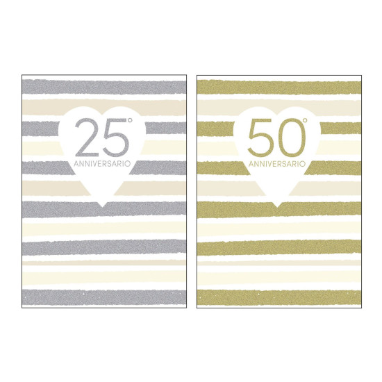 Biglietti auguri ANNIVERSARIO 25/50 e neutro 12pz Biglietti auguri ANNIVERSARIO 25/50 e neutro 12pz