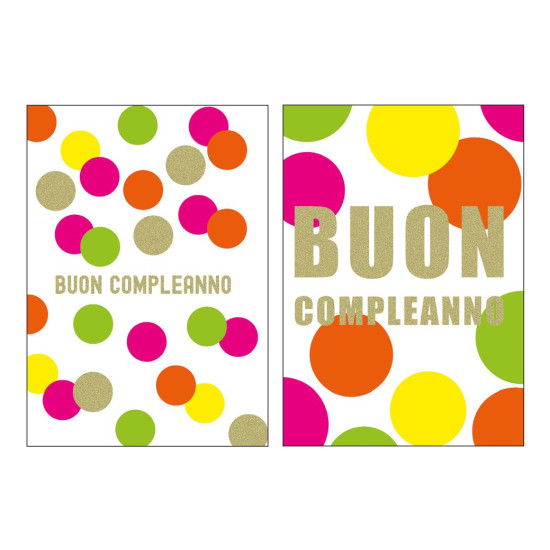 Biglietti auguri COMPLEANNO oro e rilievo 12pz