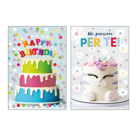 Biglietti Buon Compleanno con Foil Olografico – 12 Pezzi