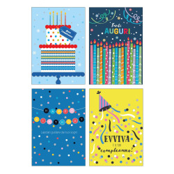 Biglietti Buon Compleanno party con Foil Olografico – 12 Pezzi