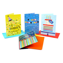 Biglietti Buon Compleanno party con Foil Olografico – 12 Pezzi
