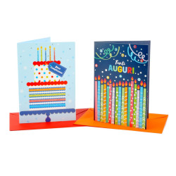 Biglietti Buon Compleanno party con Foil Olografico – 12 Pezzi