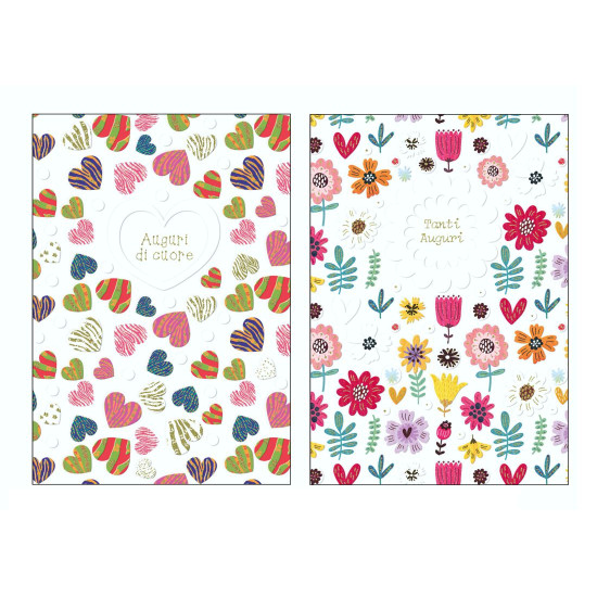 Biglietti auguri COMPLEANNO fiori e farfalle oro e rilievo 12pz Biglietti auguri COMPLEANNO fiori e farfalle oro e rilievo 12pz