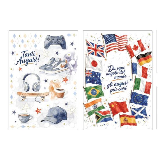 Biglietti auguri COMPLEANNO oro e rilievo 12pz Biglietti auguri COMPLEANNO oro e rilievo 12pz