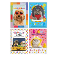 Biglietti auguri COMPLEANNO cuccioli olografici 12pz