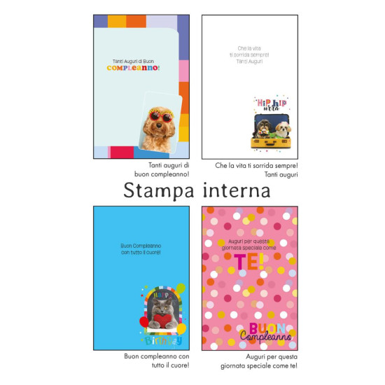 Biglietti auguri COMPLEANNO cuccioli olografici 12pz Biglietti auguri COMPLEANNO cuccioli olografici 12pz