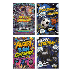 Biglietti Buon Compleanno con Foil Glitter Iridescente – 12 Pezzi
