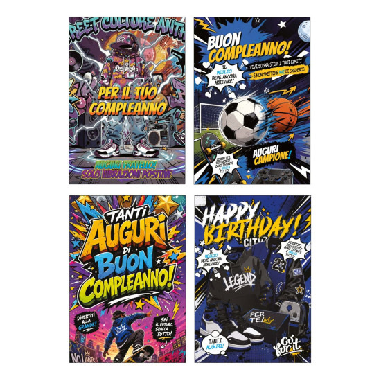 Biglietti Buon Compleanno con Foil Glitter Iridescente – 12 Pezzi