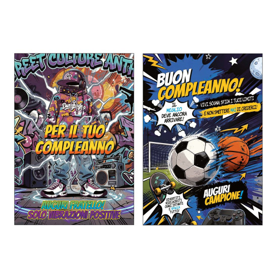 Biglietti Buon Compleanno con Foil Glitter Iridescente – 12 Pezzi