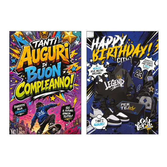 Biglietti Buon Compleanno con Foil Glitter Iridescente – 12 Pezzi