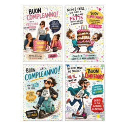 Biglietti Buon Compleanno con Foil Olografico – 12 Pezzi