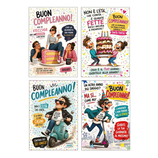 Biglietti Buon Compleanno con Foil Olografico – 12 Pezzi Biglietti Buon Compleanno con Foil Olografico – 12 Pezzi