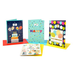 Biglietti Auguri Compleanno con Doppia Rotella Età 1-99 – 24 Pezzi Assortiti