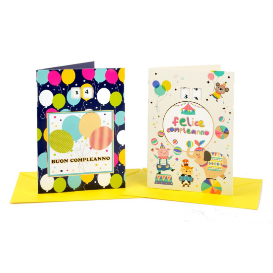 Biglietti Auguri Compleanno con Doppia Rotella Età 1-99 – 24 Pezzi Assortiti Biglietti Auguri Compleanno con Doppia Rotella Età 1-99 – 24 Pezzi Assortiti