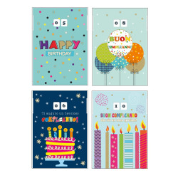 Biglietti auguri COMPLEANNO doppia rotella numeri 24pz