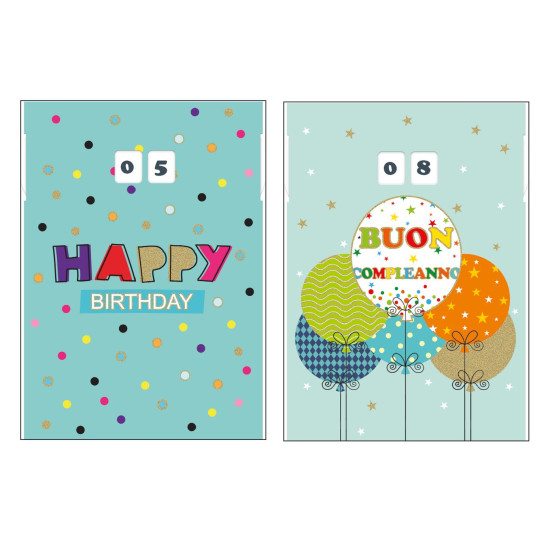 Biglietti auguri COMPLEANNO doppia rotella numeri 24pz Biglietti auguri COMPLEANNO doppia rotella numeri 24pz