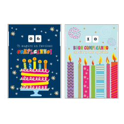 Biglietti auguri COMPLEANNO doppia rotella numeri 24pz Biglietti auguri COMPLEANNO doppia rotella numeri 24pz