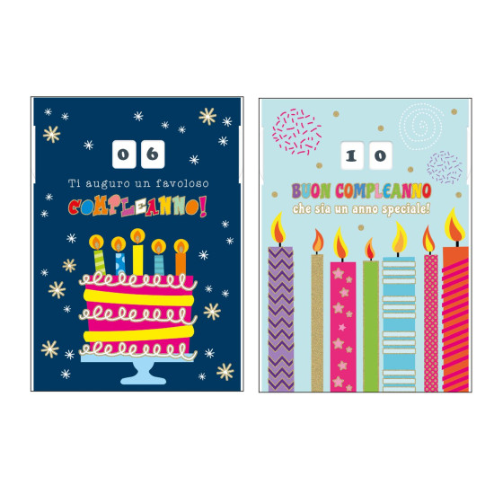 Biglietti auguri COMPLEANNO doppia rotella numeri 24pz Biglietti auguri COMPLEANNO doppia rotella numeri 24pz