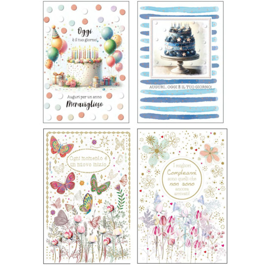 Biglietti COMPLEANNO e TANTI AUGURI 12pz Biglietti COMPLEANNO e TANTI AUGURI 12pz