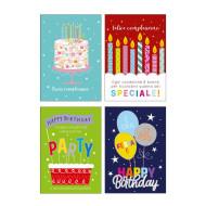 Biglietti auguri COMPLEANNO olografico 12pz