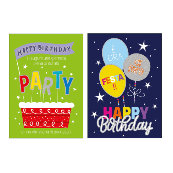 Biglietti auguri COMPLEANNO olografico 12pz
