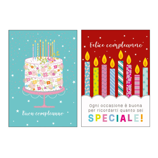 Biglietti auguri COMPLEANNO olografico 12pz