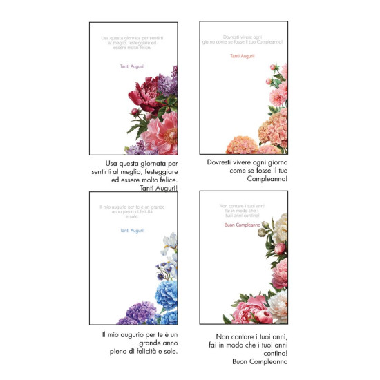 Biglietti auguri COMPLEANNO fiori 12pz Biglietti auguri COMPLEANNO fiori 12pz