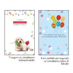 Biglietti auguri COMPLEANNO olografico cucciolotti 12pz Biglietti auguri COMPLEANNO olografico cucciolotti 12pz
