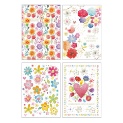 Biglietti auguri COMPLEANNO FIORI oro/rilievo 12pz