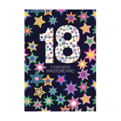 Biglietti auguri 18 ANNI olografico 12pz