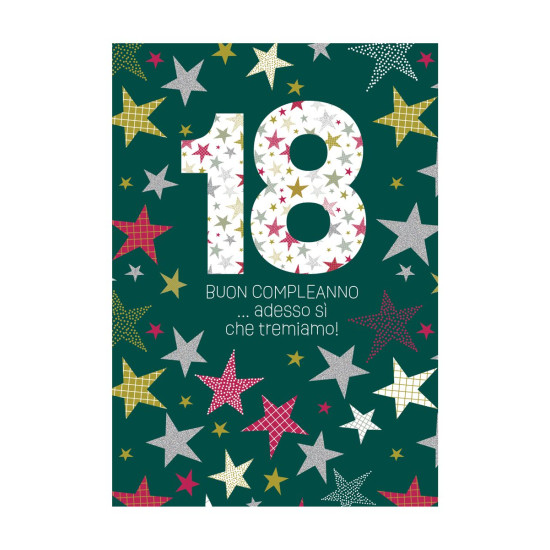 Biglietti auguri 18 ANNI olografico 12pz Biglietti auguri 18 ANNI olografico 12pz