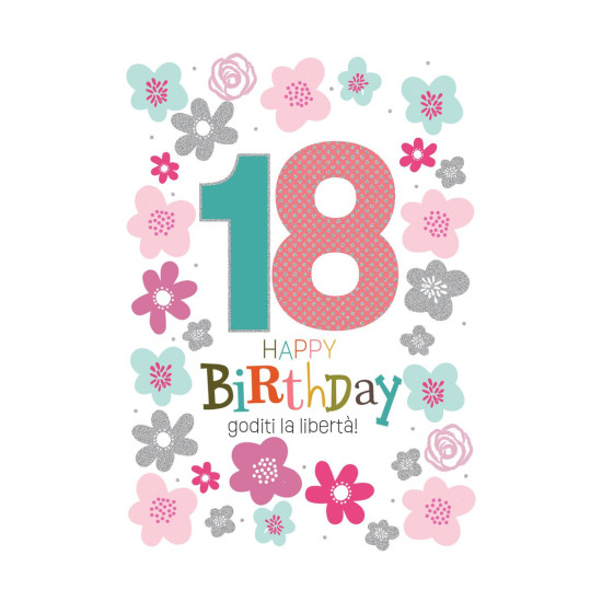 Biglietti auguri 18 ANNI olografico 12pz Biglietti auguri 18 ANNI olografico 12pz