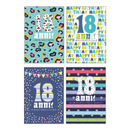 Biglietti auguri 18 ANNI olografico 12pz