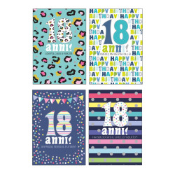 Biglietti auguri 18 ANNI olografico 12pz