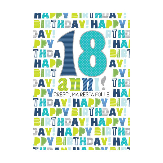 Biglietti auguri 18 ANNI olografico 12pz Biglietti auguri 18 ANNI olografico 12pz