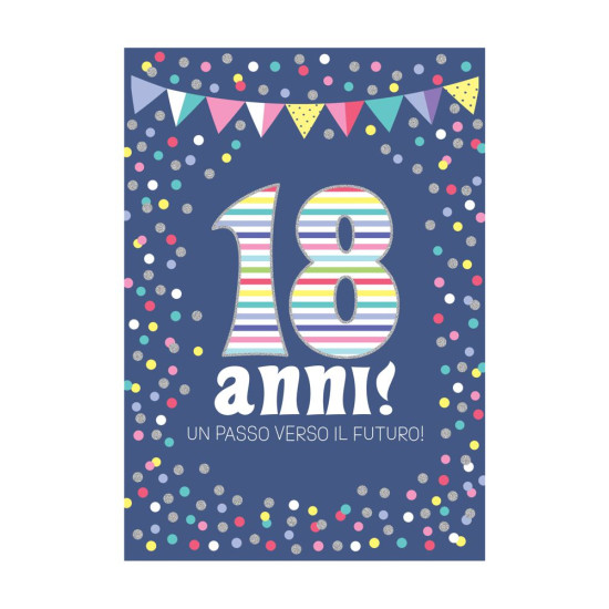 Biglietti auguri 18 ANNI olografico 12pz Biglietti auguri 18 ANNI olografico 12pz