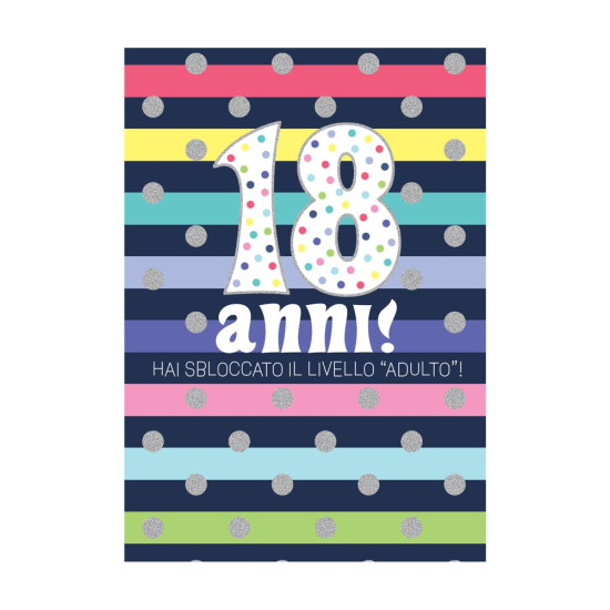 Biglietti auguri 18 ANNI olografico 12pz Biglietti auguri 18 ANNI olografico 12pz