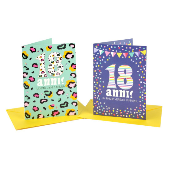 Biglietti auguri 18 ANNI olografico 12pz Biglietti auguri 18 ANNI olografico 12pz