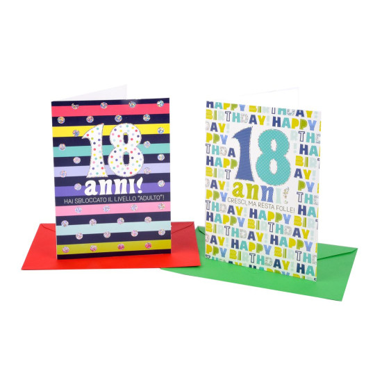 Biglietti auguri 18 ANNI olografico 12pz Biglietti auguri 18 ANNI olografico 12pz